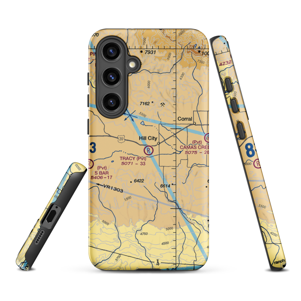 Tracy Ranch Airport (ID88) VFR Sectional Samsung Phone Case Samsung Galaxy S24 Plus model shown