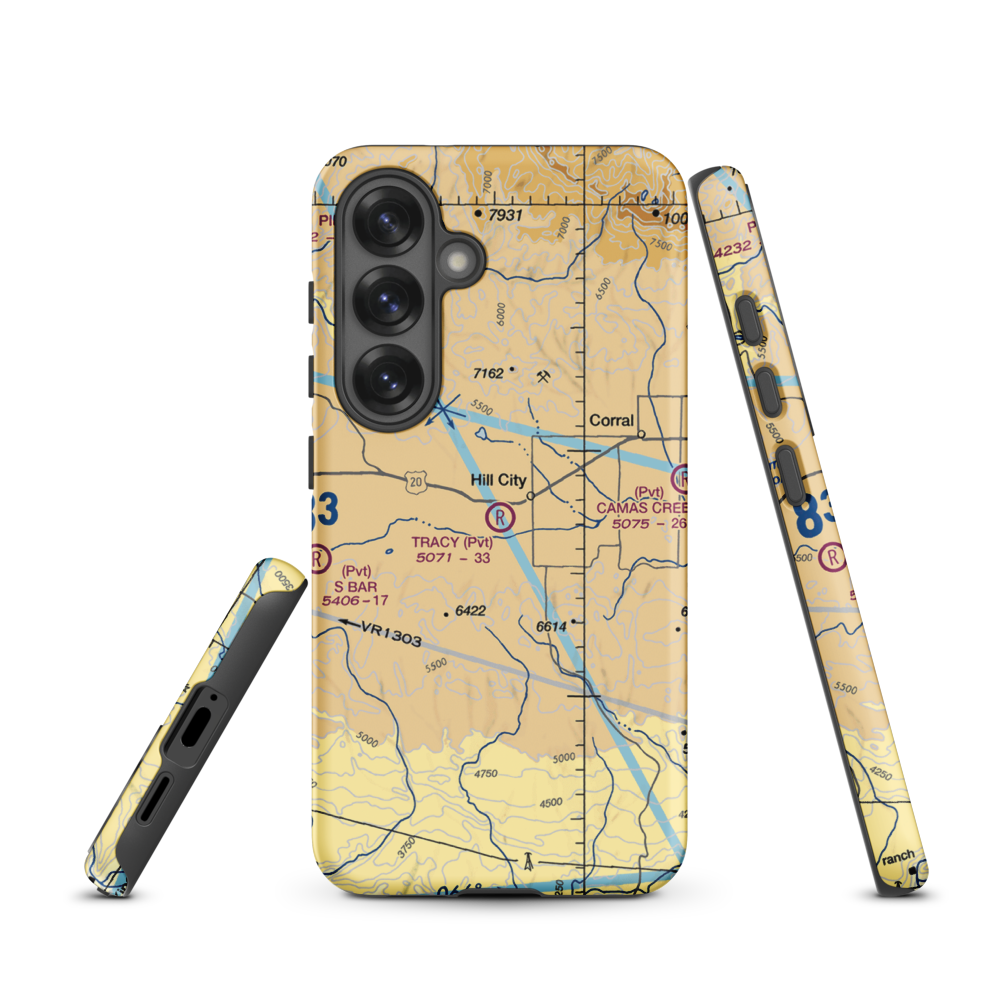 Tracy Ranch Airport (ID88) VFR Sectional Samsung Phone Case Samsung Galaxy S25 model shown