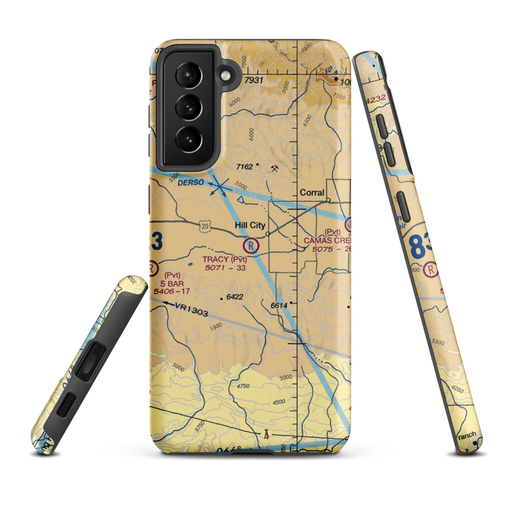 Tracy Ranch Airport (ID88) VFR Sectional Samsung Phone Case Samsung Galaxy S21 Plus model shown