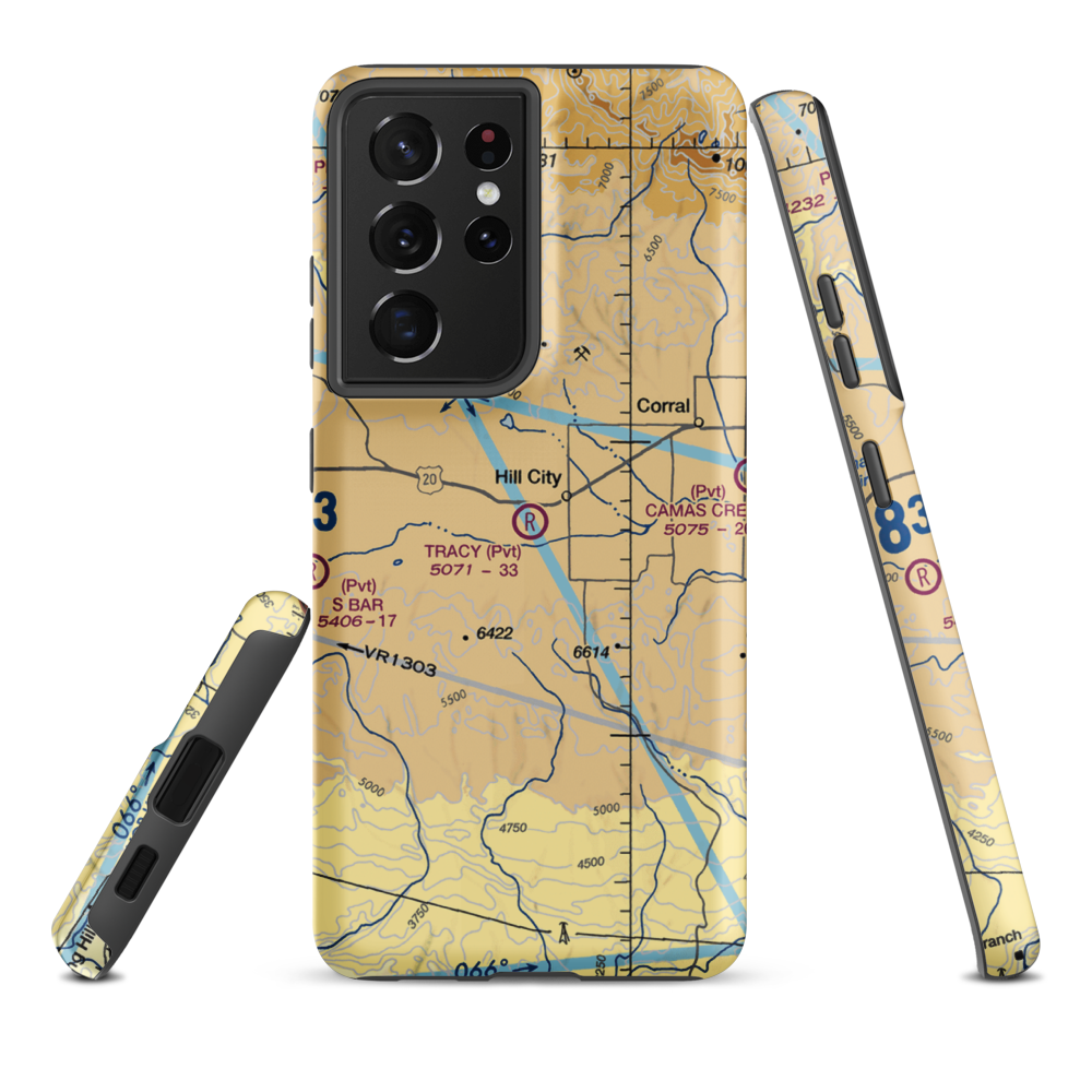 Tracy Ranch Airport (ID88) VFR Sectional Samsung Phone Case Samsung Galaxy S21 Plus model shown