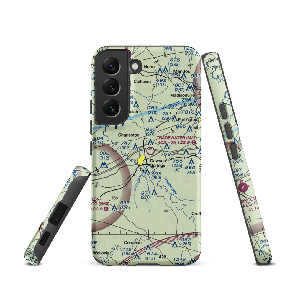 Tradewater Airport (8M7) VFR Sectional Samsung Phone Case Samsung Galaxy S22 model shown