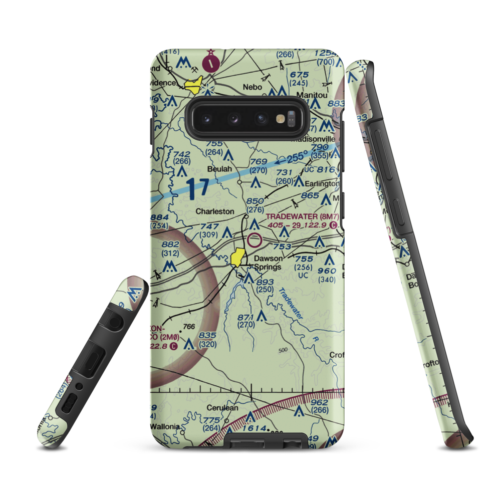 Tradewater Airport (8M7) VFR Sectional Samsung Phone Case Samsung Galaxy S10 Plus model shown