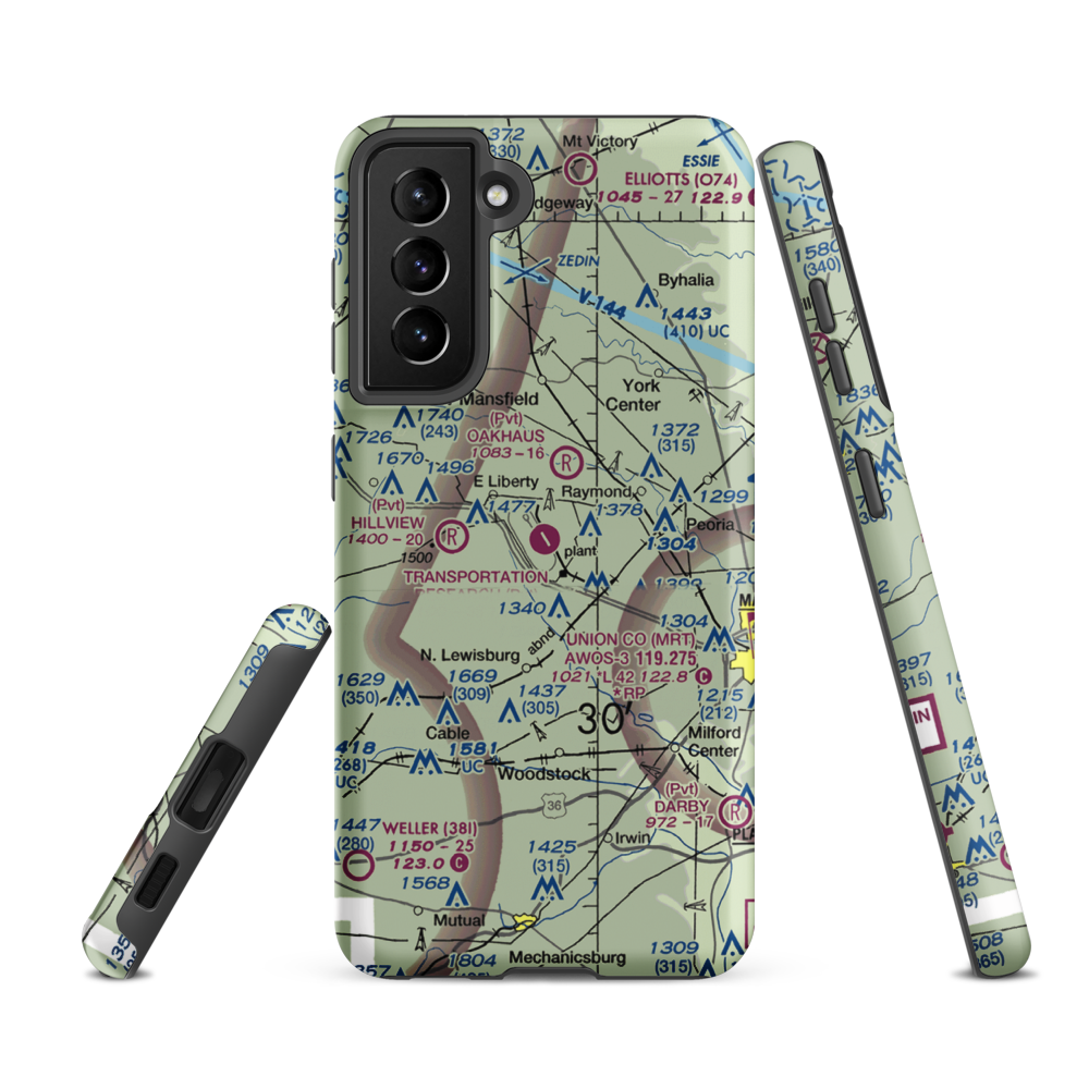 Transportation Research Center of Ohio Airport (9OI5) VFR Sectional Samsung Phone Case Samsung Galaxy S21 FE model shown