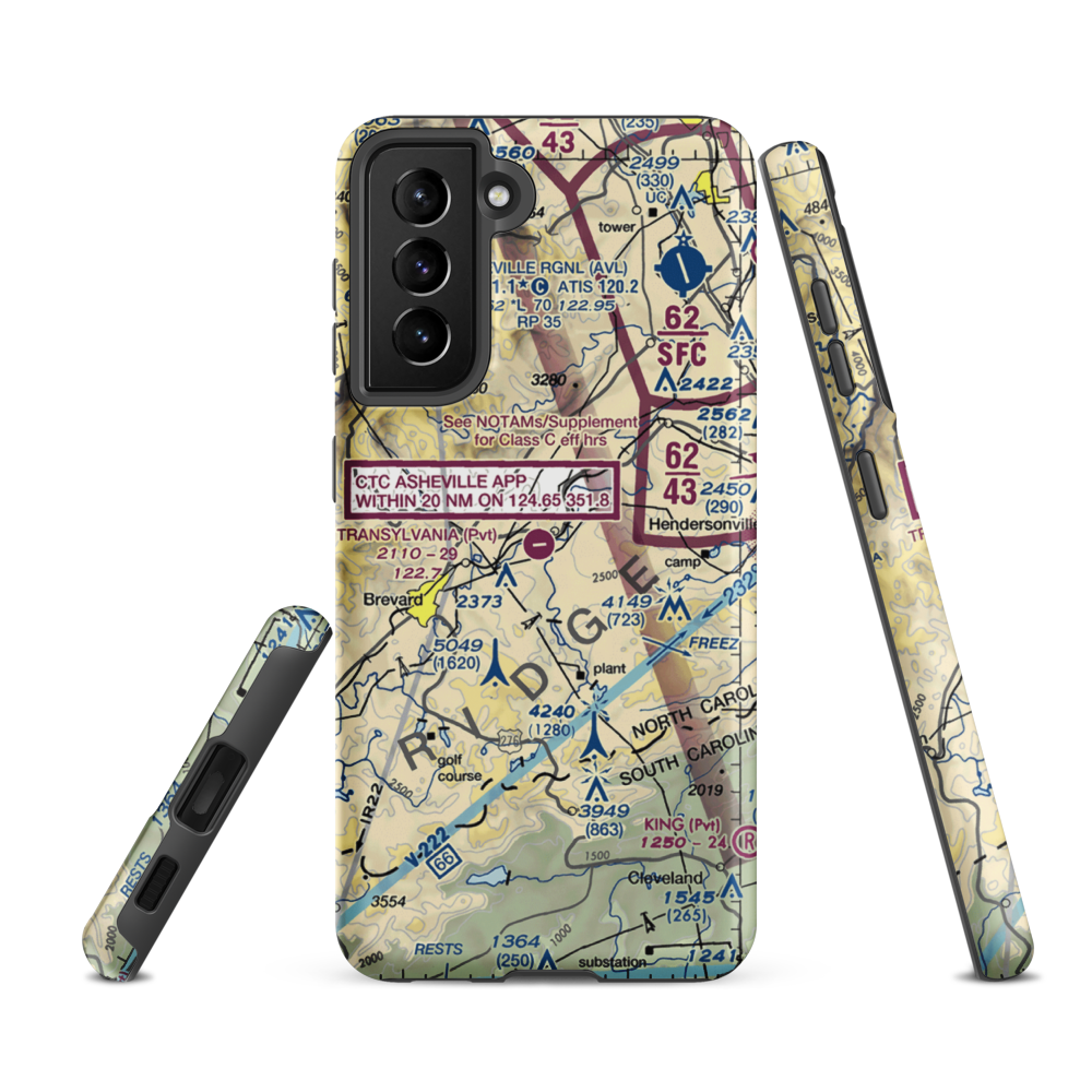 Transylvania Community Airport (3NR3) VFR Sectional Samsung Phone Case Samsung Galaxy S21 FE model shown