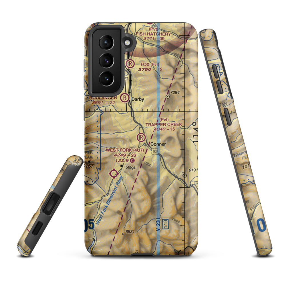 Trapper Creek Strip (MT30) VFR Sectional Samsung Phone Case Samsung Galaxy S21 FE model shown