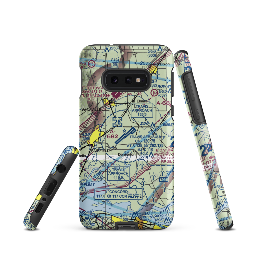 Travis Air Force Base (SUU) VFR Sectional Samsung Phone Case Samsung Galaxy S10 Plus model shown