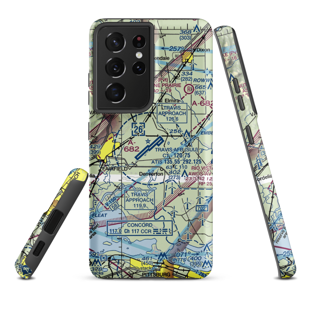 Travis Air Force Base (SUU) VFR Sectional Samsung Phone Case Samsung Galaxy S21 Ultra model shown