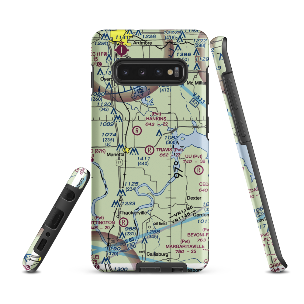 Travis Airport (OK29) VFR Sectional Samsung Phone Case Samsung Galaxy S10 Plus model shown