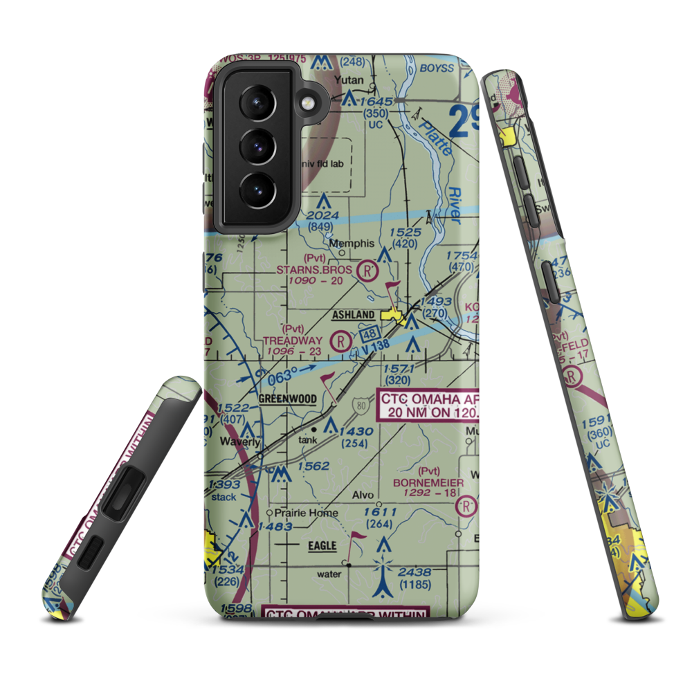 Treadway Air Airport (NE26) VFR Sectional Samsung Phone Case Samsung Galaxy S21 Plus model shown