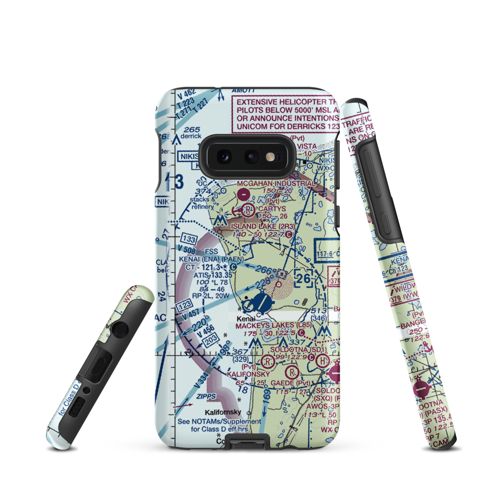 Treasure Chest Airport (AA16) VFR Sectional Samsung Phone Case Samsung Galaxy S10 Plus model shown