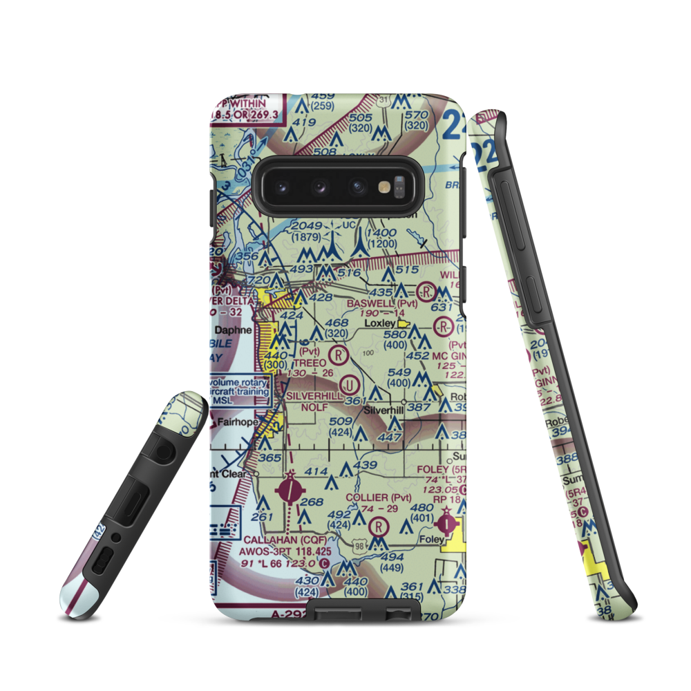 Treeo Airport (4AL3) VFR Sectional Samsung Phone Case Samsung Galaxy S10 model shown