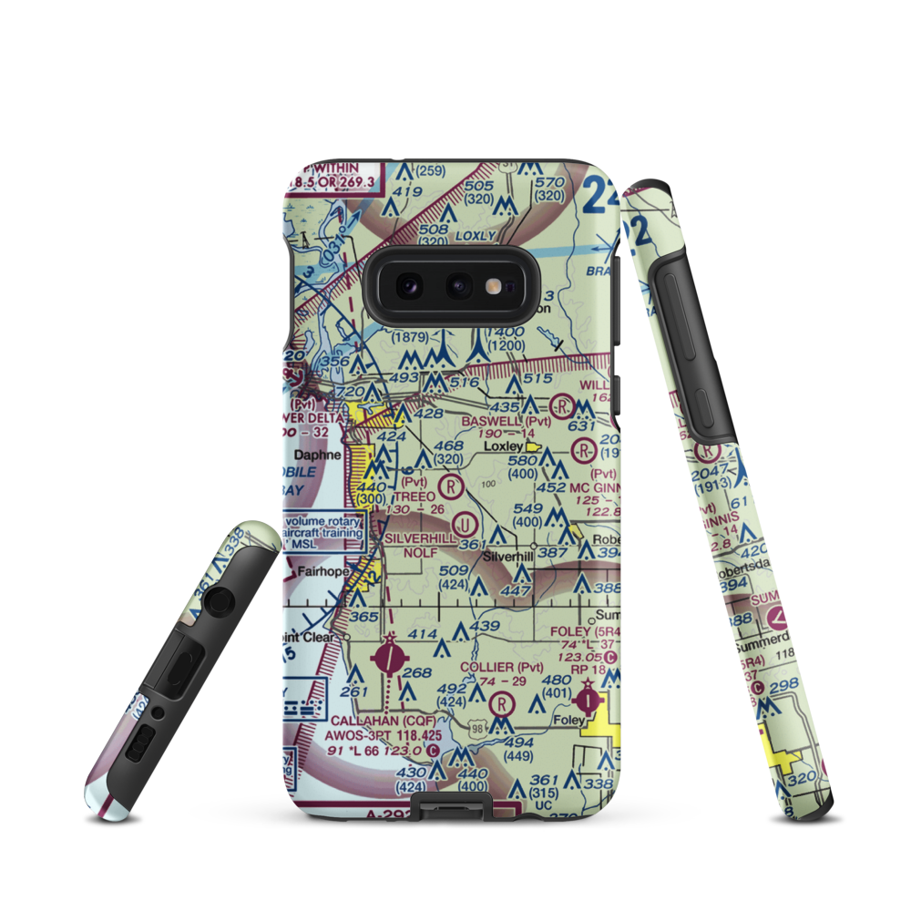 Treeo Airport (4AL3) VFR Sectional Samsung Phone Case Samsung Galaxy S10 Plus model shown