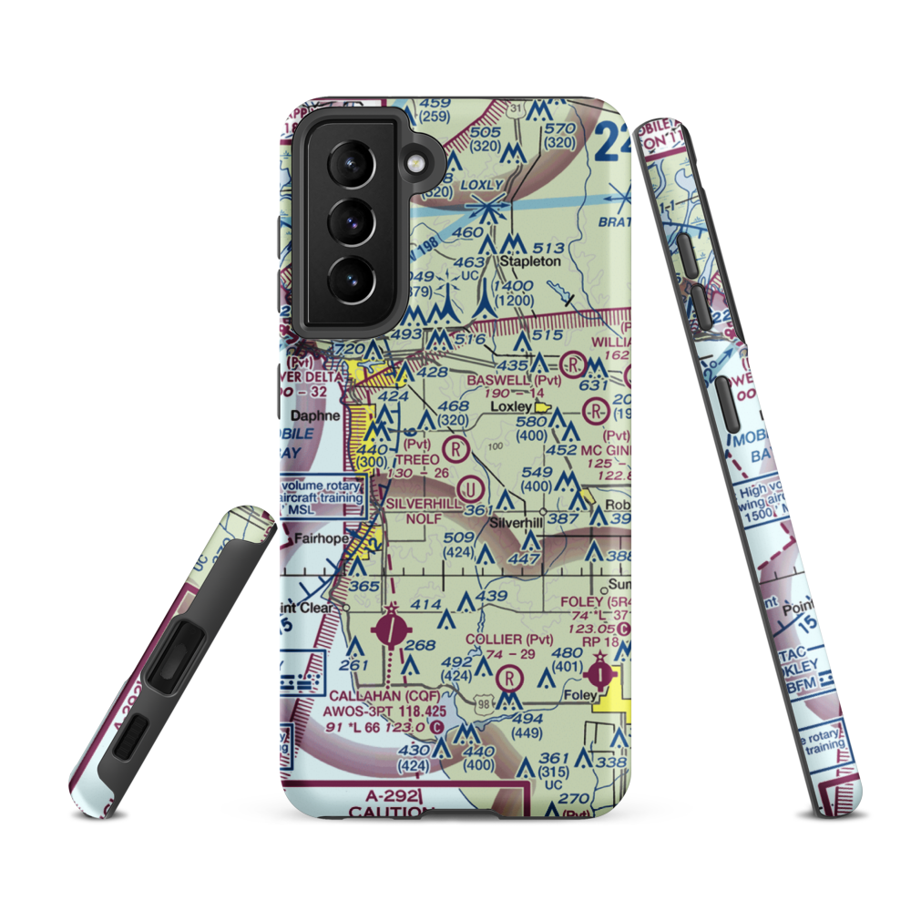 Treeo Airport (4AL3) VFR Sectional Samsung Phone Case Samsung Galaxy S21 Ultra model shown