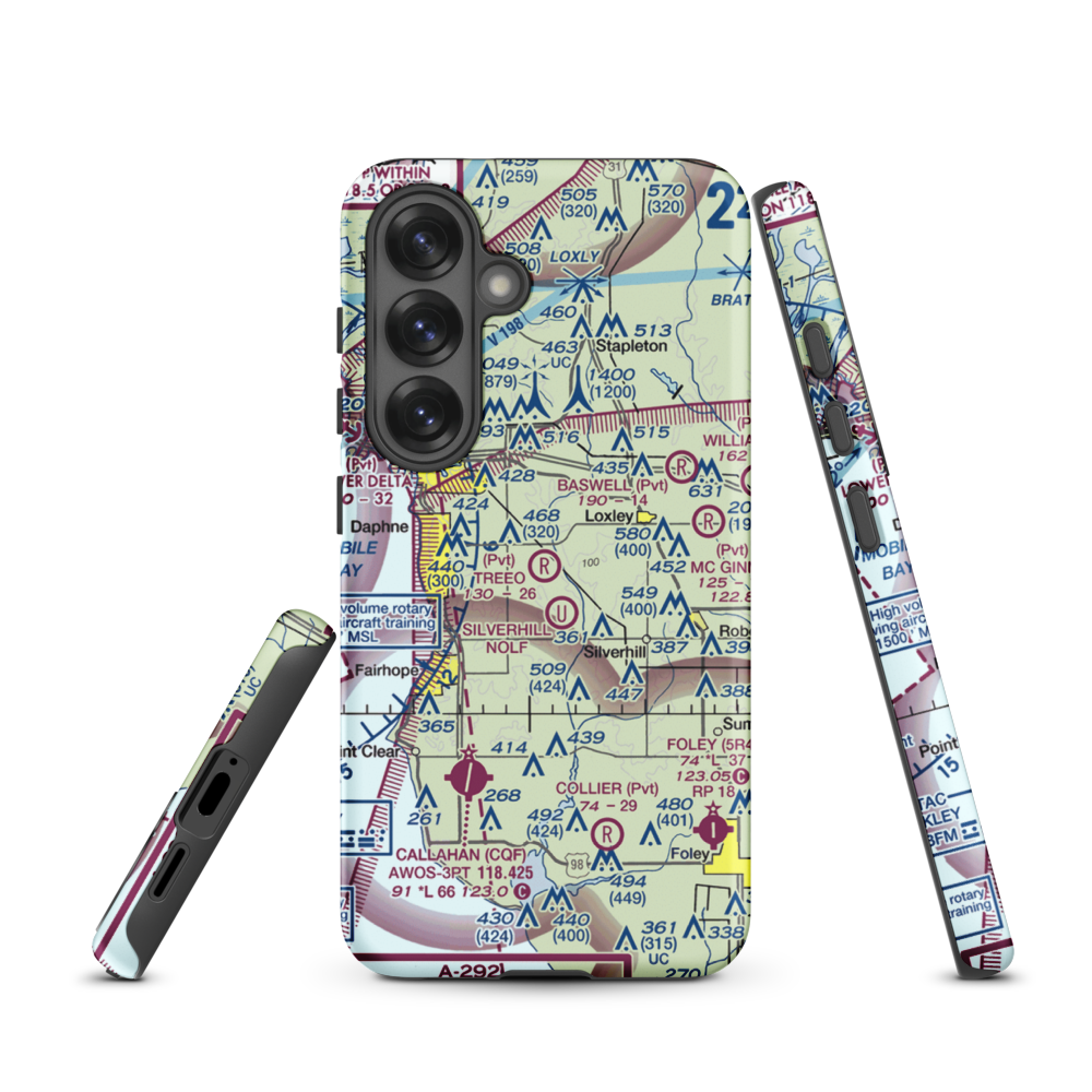 Treeo Airport (4AL3) VFR Sectional Samsung Phone Case Samsung Galaxy S25 model shown