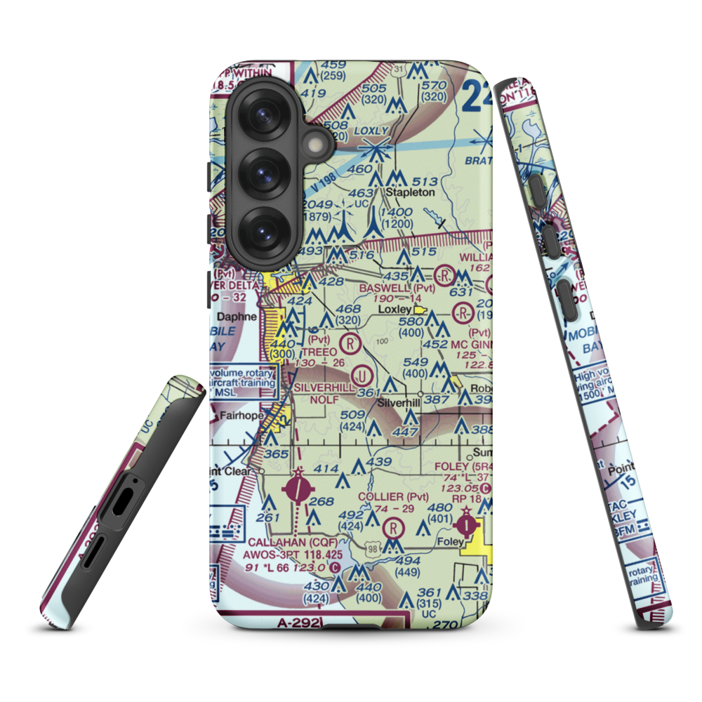 Treeo Airport (4AL3) VFR Sectional Samsung Phone Case Samsung Galaxy S25 Plus model shown