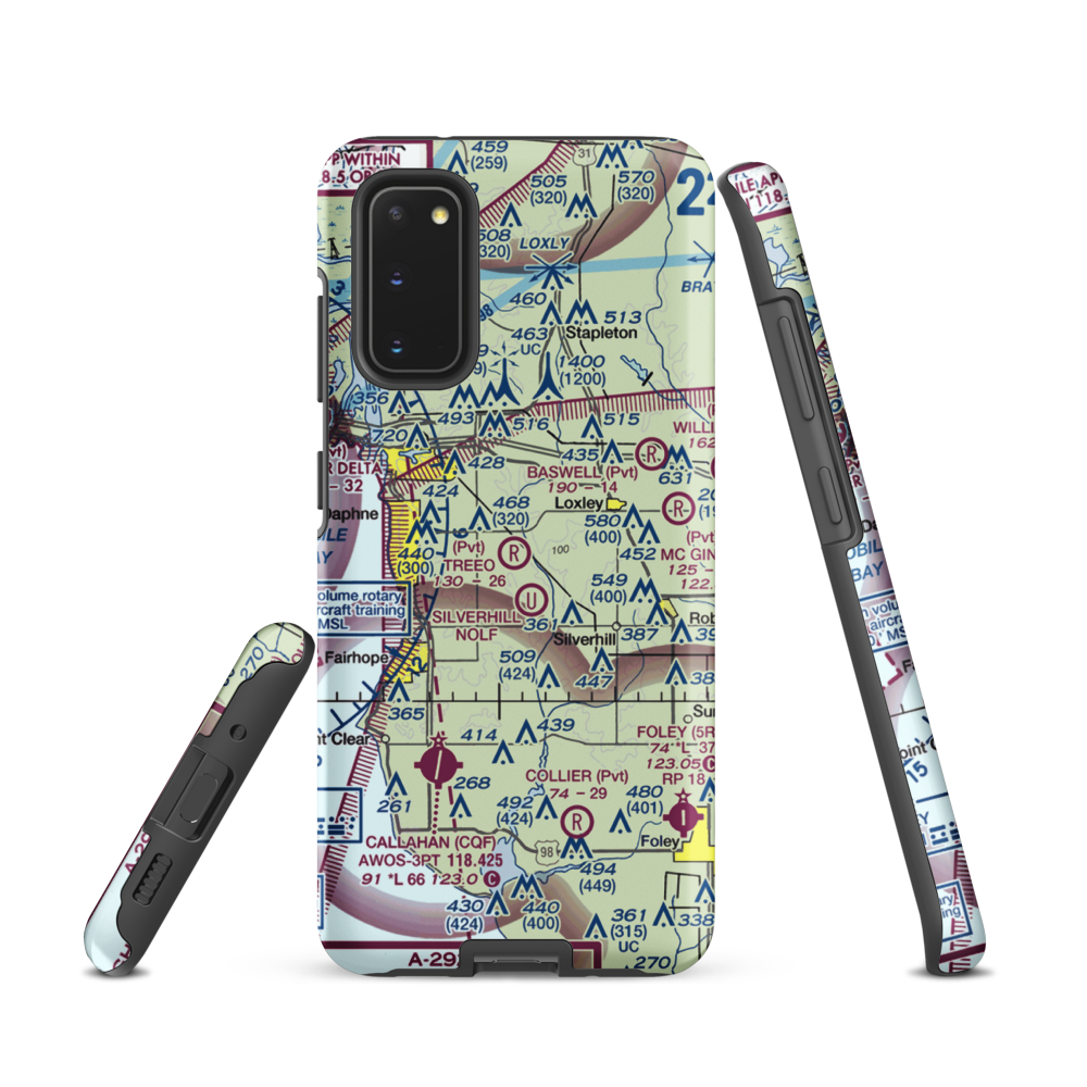 Treeo Airport (4AL3) VFR Sectional Samsung Phone Case Samsung Galaxy S20 model shown