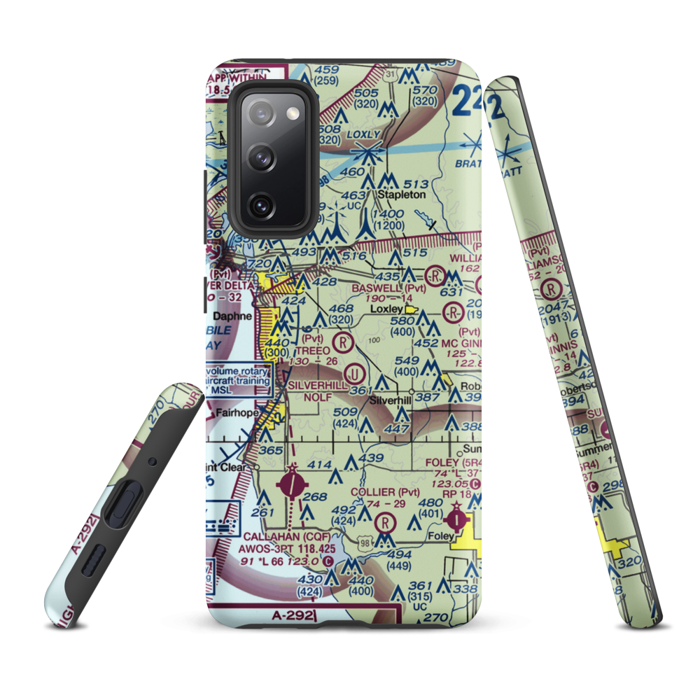 Treeo Airport (4AL3) VFR Sectional Samsung Phone Case Samsung Galaxy S20 FE model shown