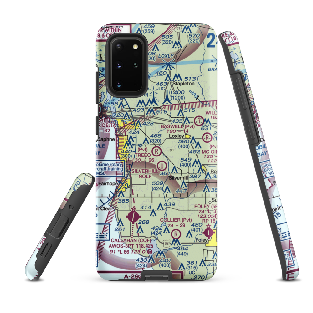 Treeo Airport (4AL3) VFR Sectional Samsung Phone Case Samsung Galaxy S20 Plus model shown