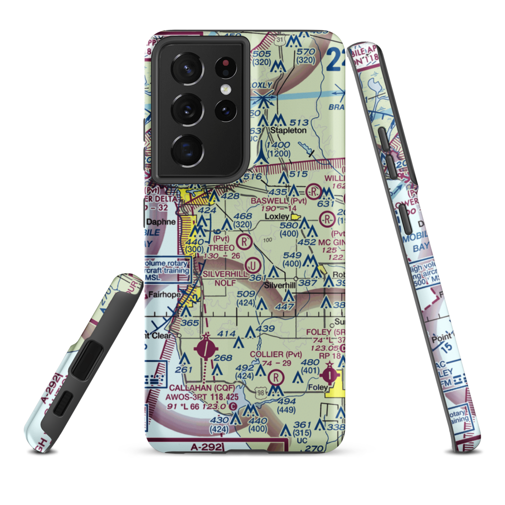 Treeo Airport (4AL3) VFR Sectional Samsung Phone Case Samsung Galaxy S21 Ultra model shown