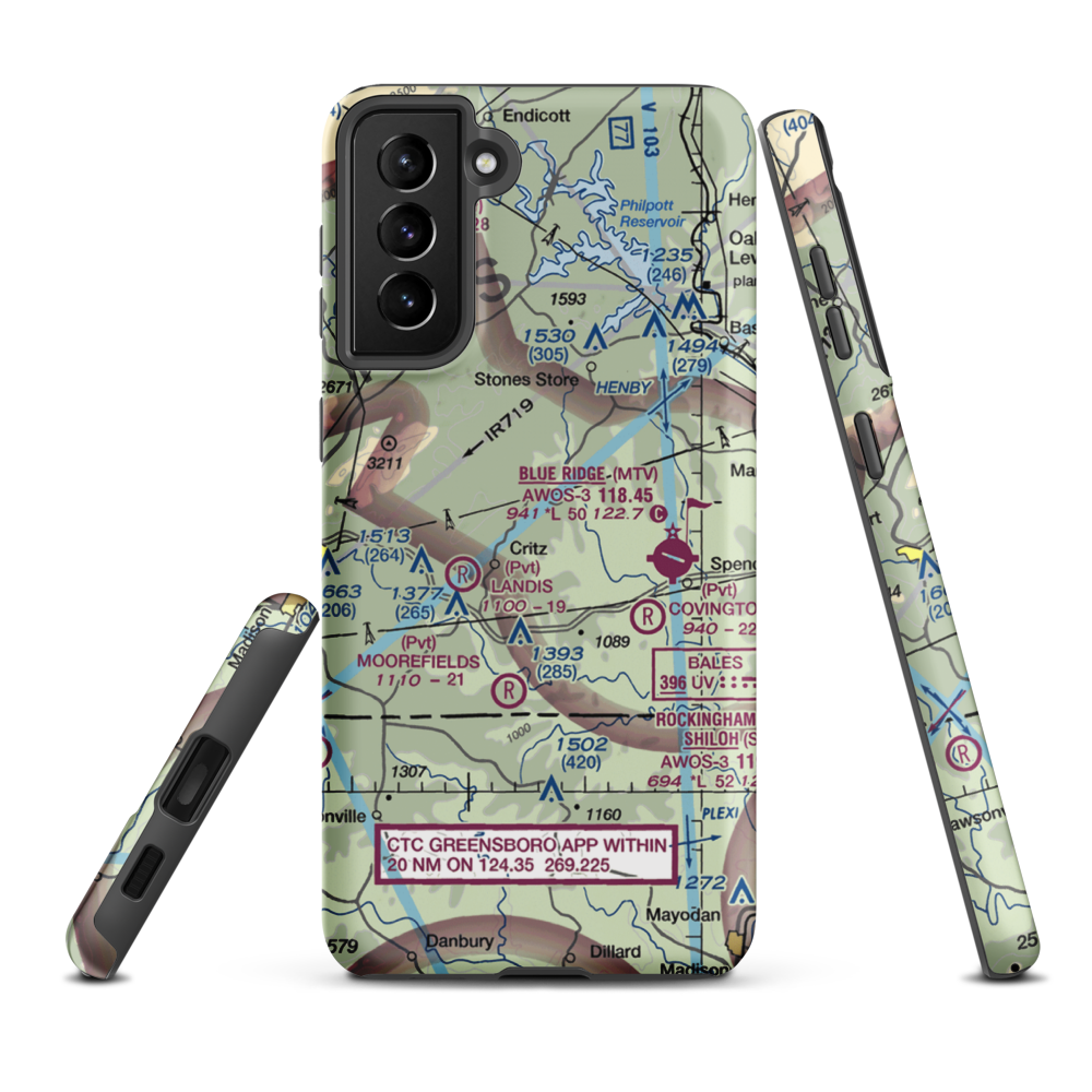 Trent Farm Airstrip (VA26) VFR Sectional Samsung Phone Case Samsung Galaxy S21 Plus model shown