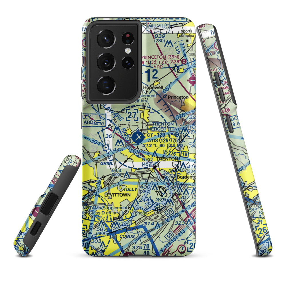 Trenton Mercer Airport (TTN) VFR Sectional Samsung Phone Case Samsung Galaxy S21 Ultra model shown