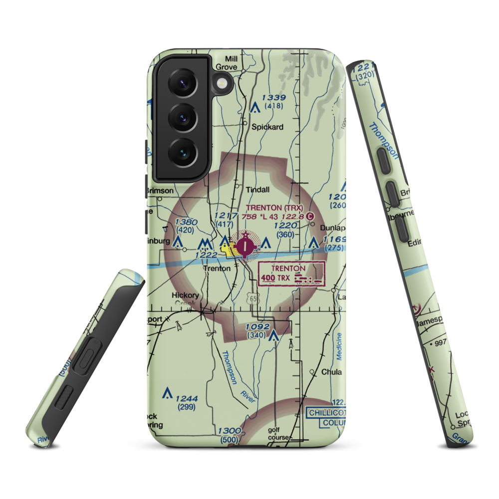 Trenton Municipal Airport (TRX) VFR Sectional Samsung Phone Case Samsung Galaxy S22 Plus model shown