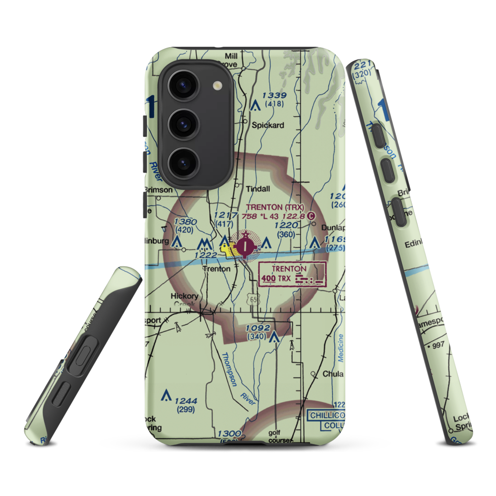 Trenton Municipal Airport (TRX) VFR Sectional Samsung Phone Case Samsung Galaxy S23 Plus model shown