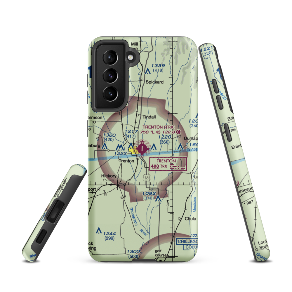 Trenton Municipal Airport (TRX) VFR Sectional Samsung Phone Case Samsung Galaxy S21 model shown