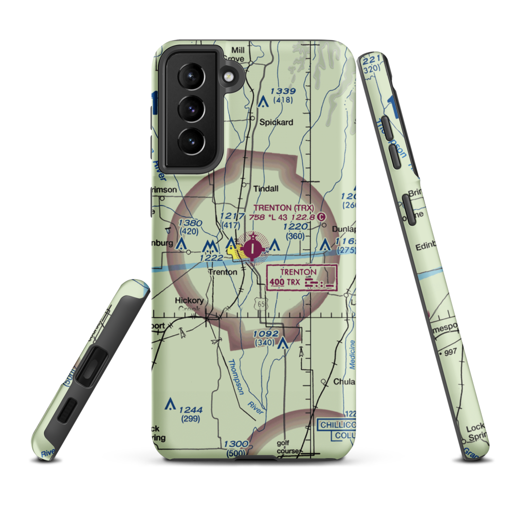 Trenton Municipal Airport (TRX) VFR Sectional Samsung Phone Case Samsung Galaxy S21 FE model shown