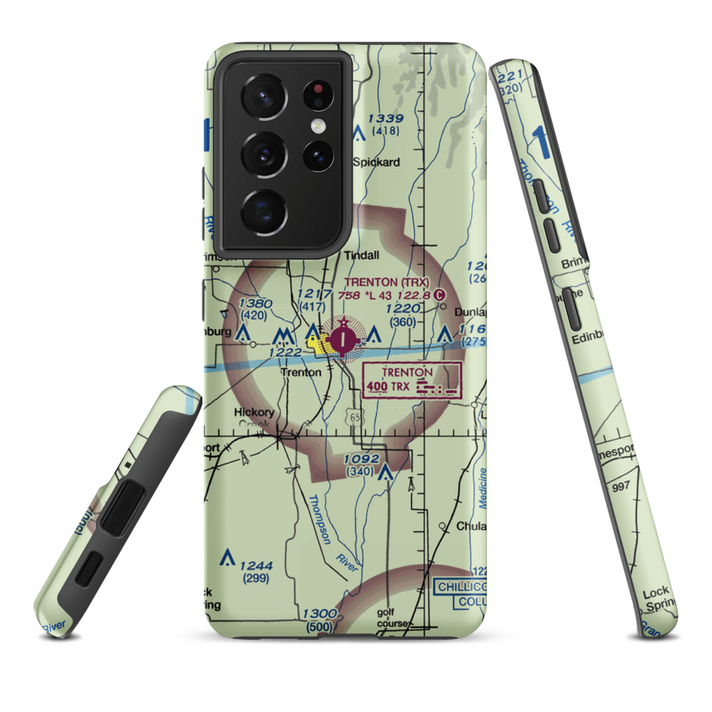 Trenton Municipal Airport (TRX) VFR Sectional Samsung Phone Case Samsung Galaxy S21 Plus model shown