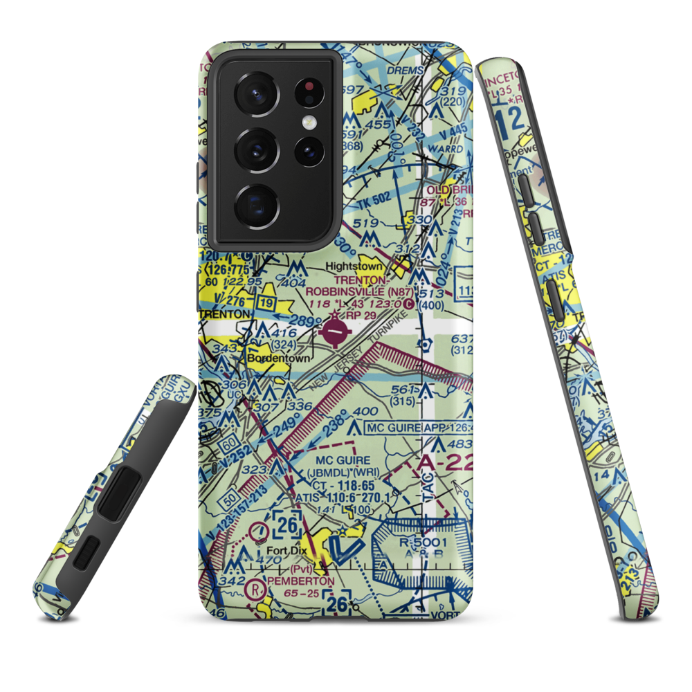 Trenton Robbinsville Airport (N87) VFR Sectional Samsung Phone Case Samsung Galaxy S21 Plus model shown