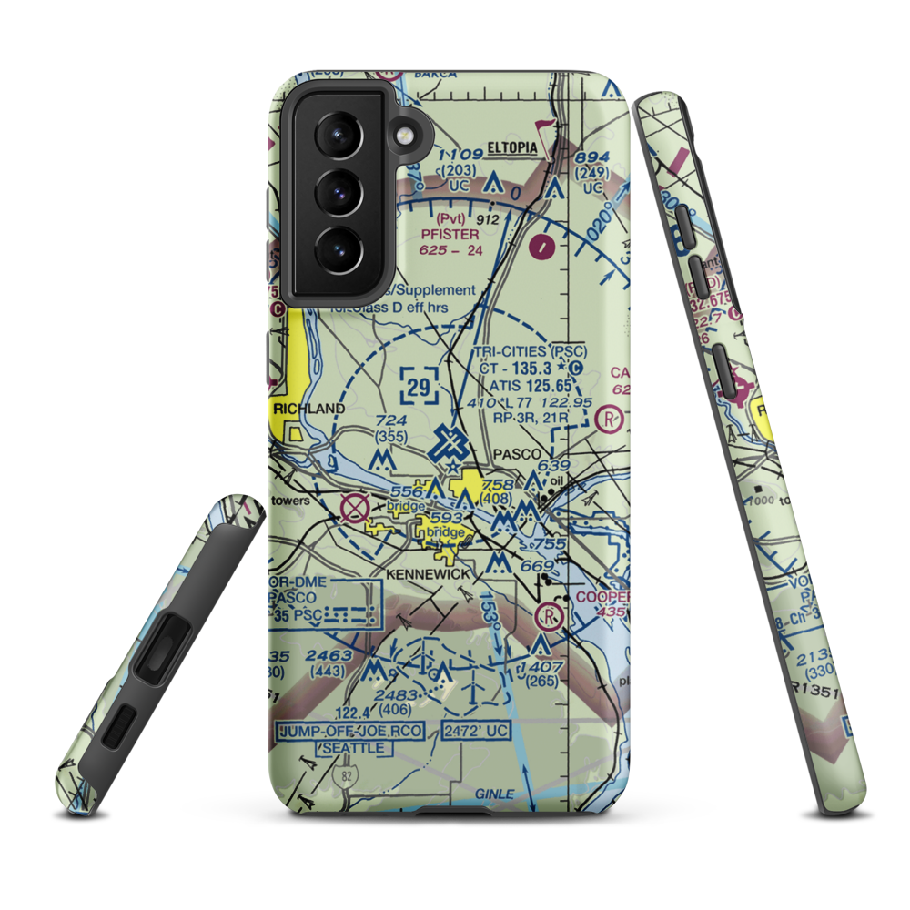 Tri Cities Airport (PSC) VFR Sectional Samsung Phone Case Samsung Galaxy S21 Plus model shown