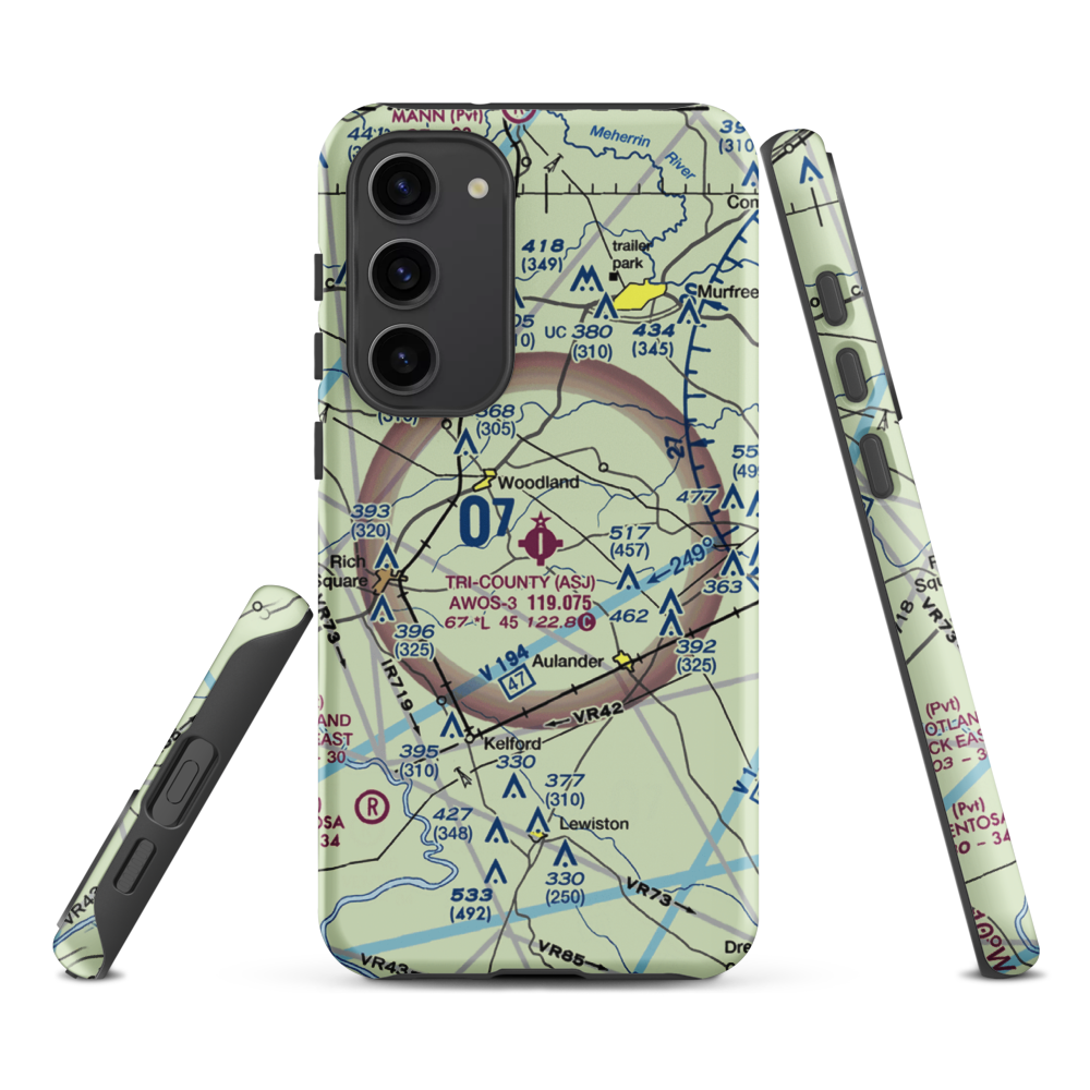 Tri County Airport (ASJ) VFR Sectional Samsung Phone Case Samsung Galaxy S23 Plus model shown