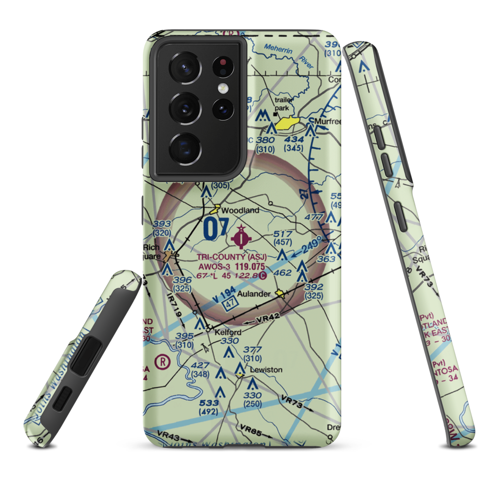 Tri County Airport (ASJ) VFR Sectional Samsung Phone Case Samsung Galaxy S21 Ultra model shown