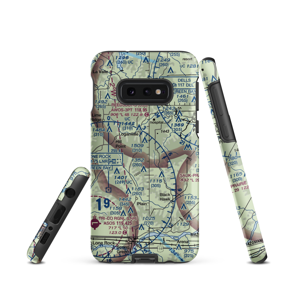 Tri-Center Airport (49WI) VFR Sectional Samsung Phone Case Samsung Galaxy S10e model shown