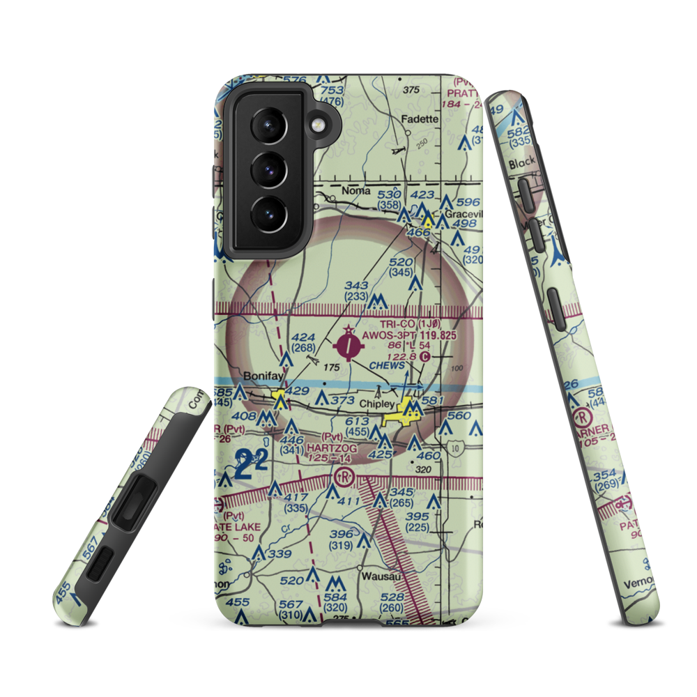 Tri-County Airport (1J0) VFR Sectional Samsung Phone Case Samsung Galaxy S21 FE model shown