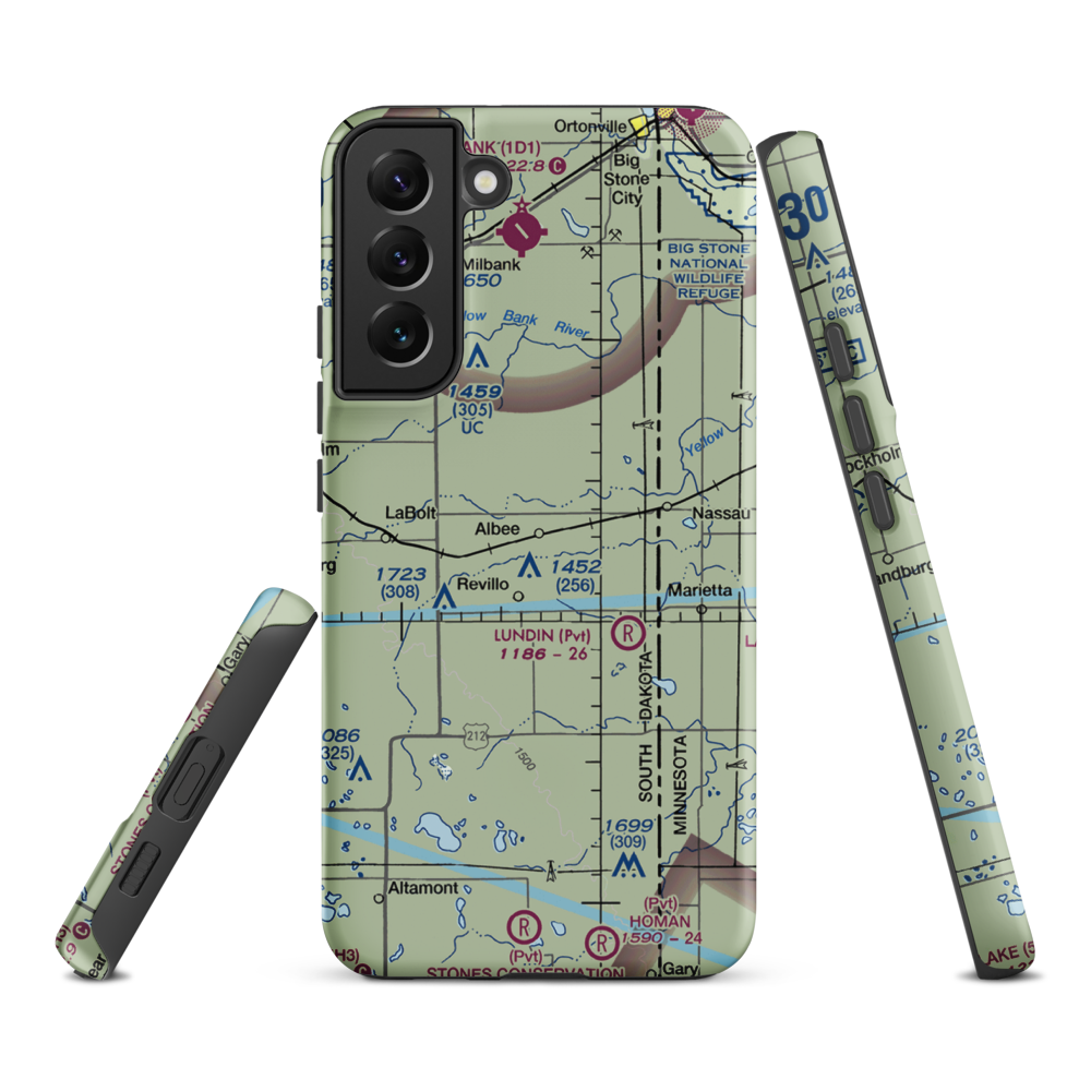 Tribitt Airport (1SD8) VFR Sectional Samsung Phone Case Samsung Galaxy S22 Plus model shown