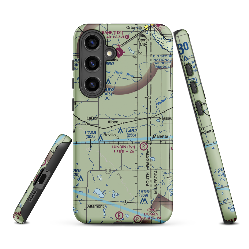 Tribitt Airport (1SD8) VFR Sectional Samsung Phone Case Samsung Galaxy S24 Plus model shown