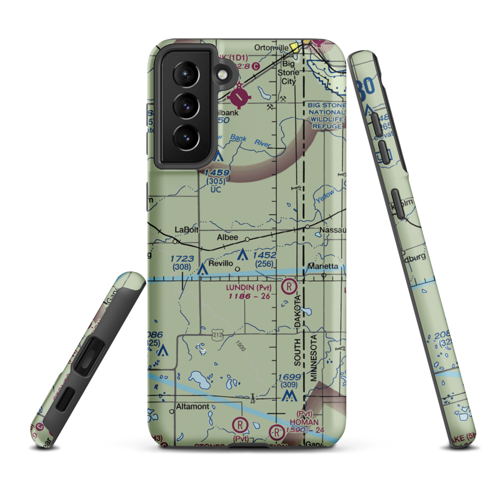 Tribitt Airport (1SD8) VFR Sectional Samsung Phone Case Samsung Galaxy S21 FE model shown