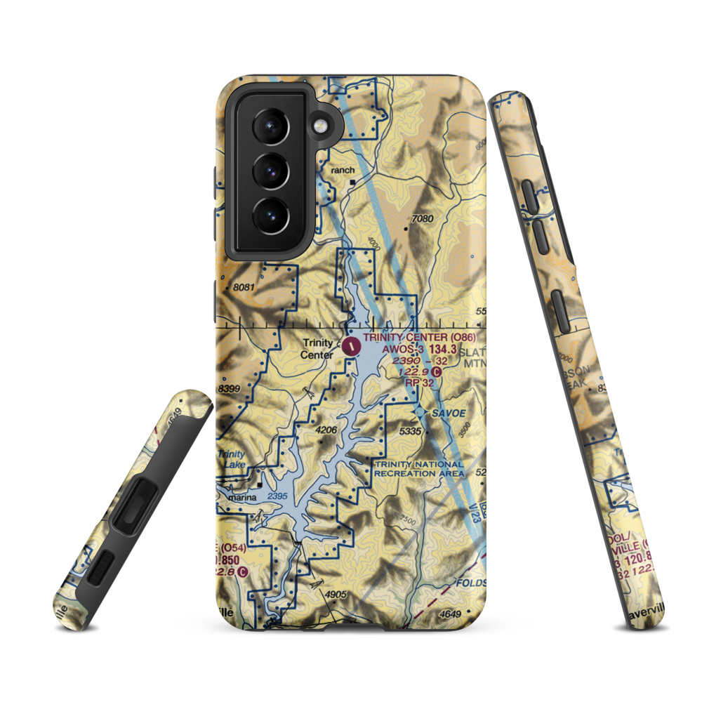 Trinity Center Airport (O86) VFR Sectional Samsung Phone Case Samsung Galaxy S21 FE model shown