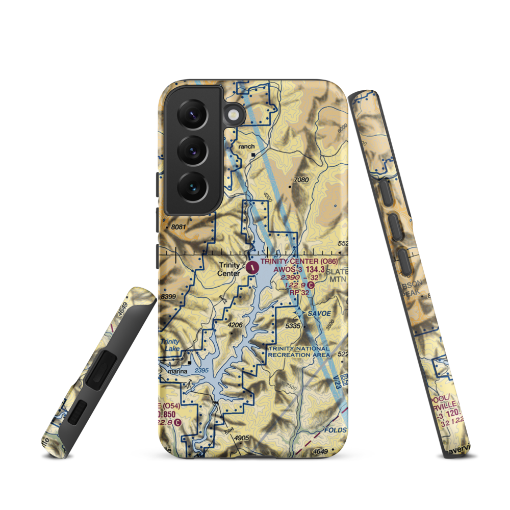 Trinity Center Airport (O86) VFR Sectional Samsung Phone Case Samsung Galaxy S22 model shown