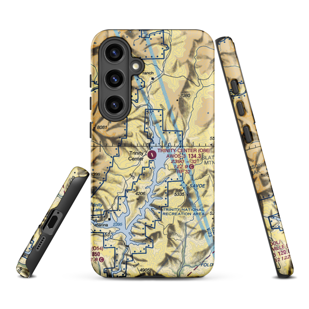 Trinity Center Airport (O86) VFR Sectional Samsung Phone Case Samsung Galaxy S24 Plus model shown
