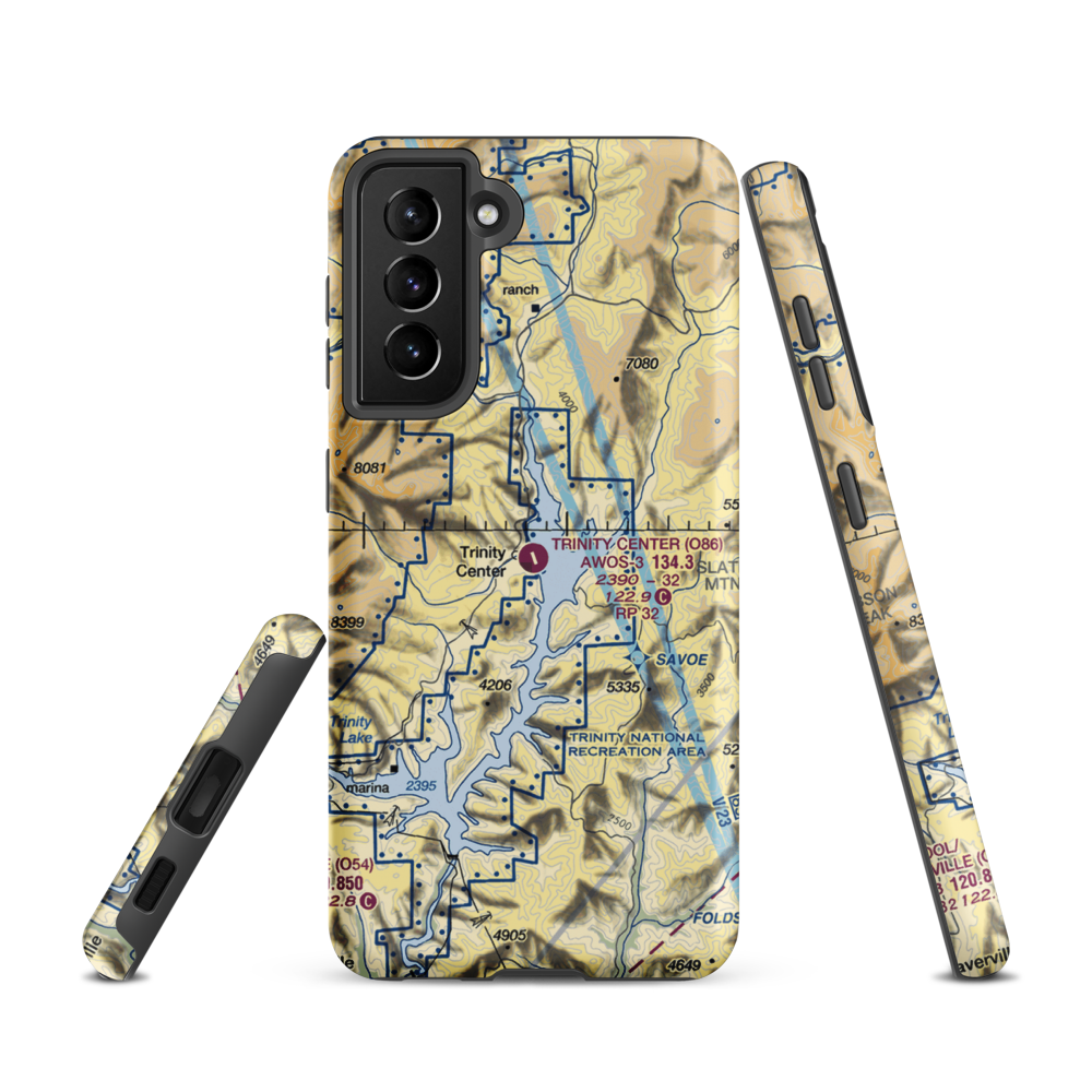 Trinity Center Airport (O86) VFR Sectional Samsung Phone Case Samsung Galaxy S21 model shown