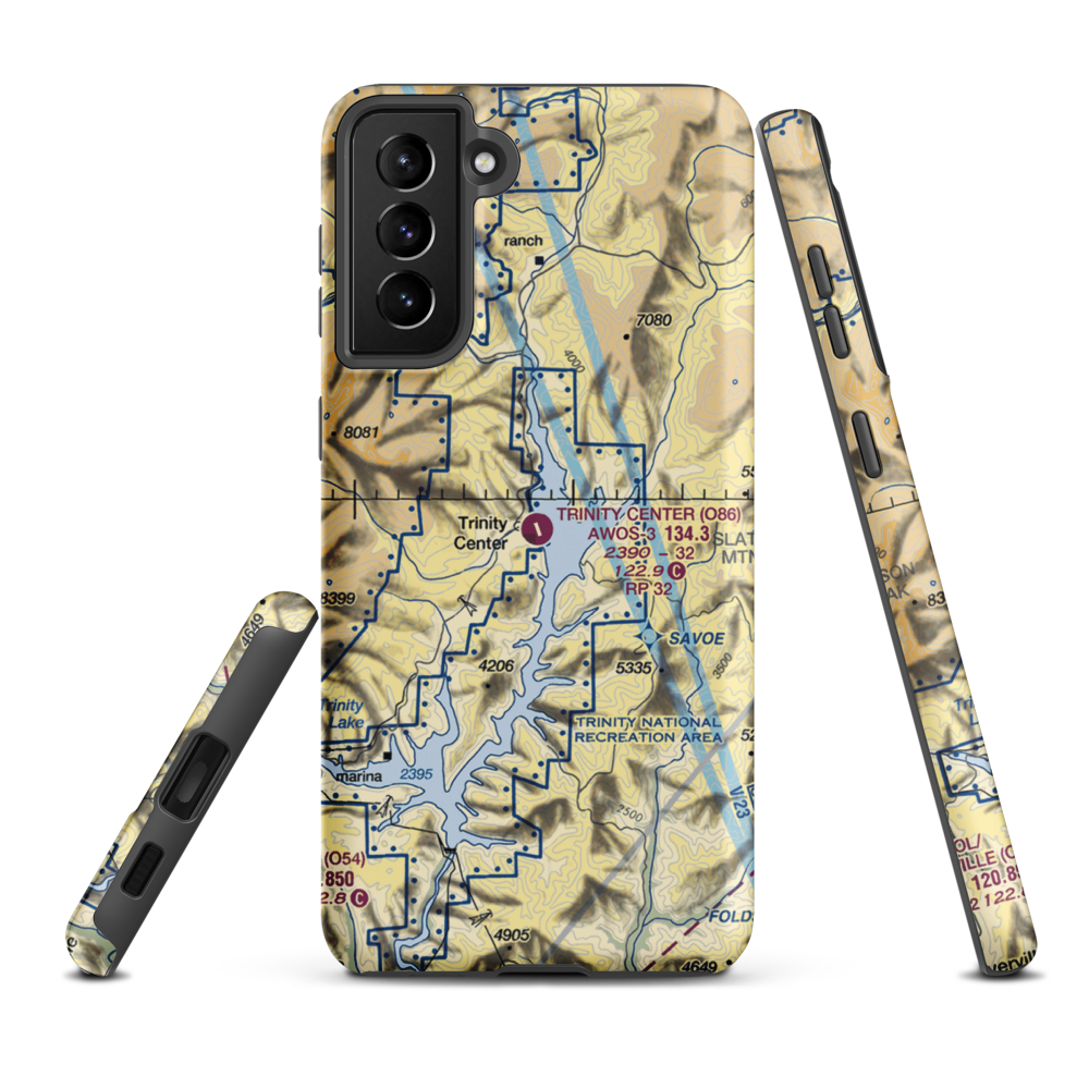 Trinity Center Airport (O86) VFR Sectional Samsung Phone Case Samsung Galaxy S21 FE model shown