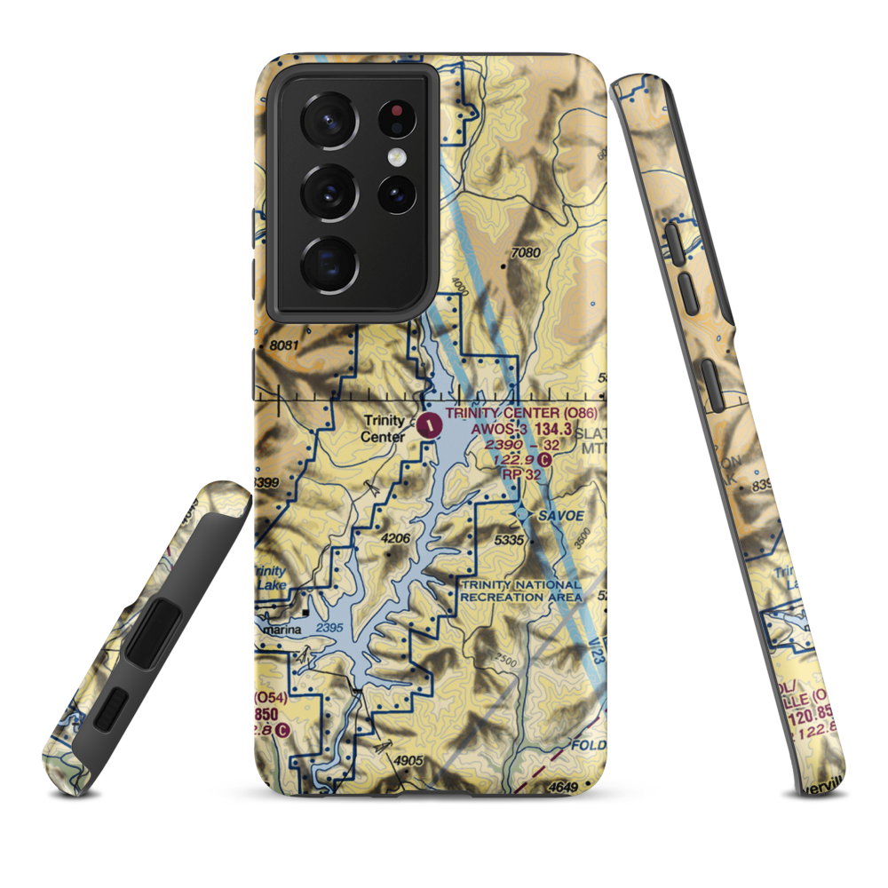 Trinity Center Airport (O86) VFR Sectional Samsung Phone Case Samsung Galaxy S21 Plus model shown