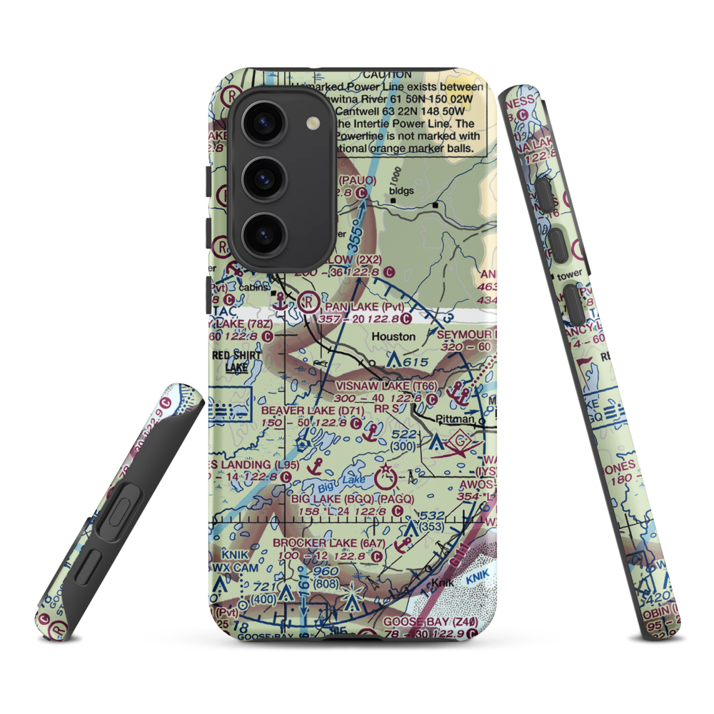 Trio Estates Airport (AA30) VFR Sectional Samsung Phone Case Samsung Galaxy S23 Plus model shown