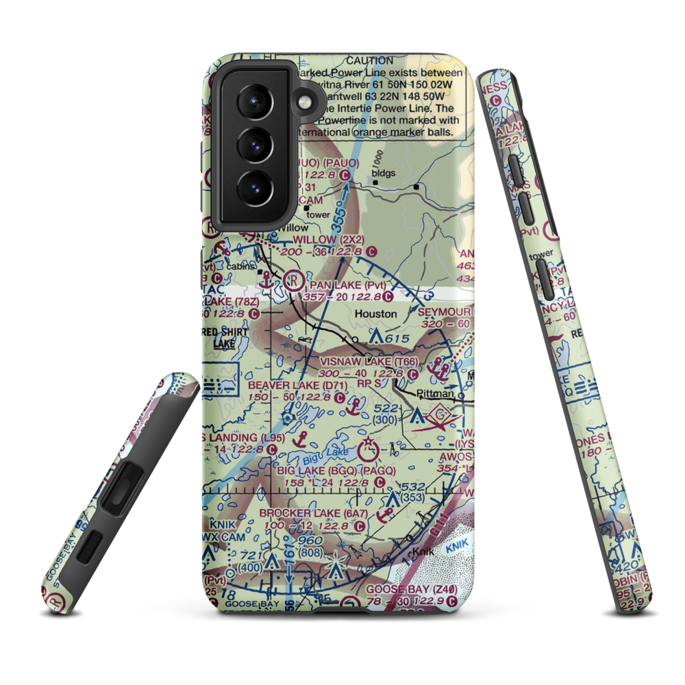 Trio Estates Airport (AA30) VFR Sectional Samsung Phone Case Samsung Galaxy S21 Plus model shown