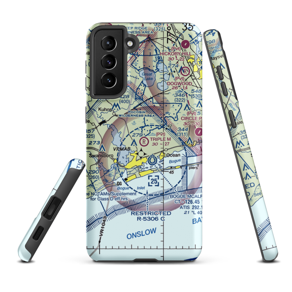 Triple M Airport (4NC5) VFR Sectional Samsung Phone Case Samsung Galaxy S21 Plus model shown
