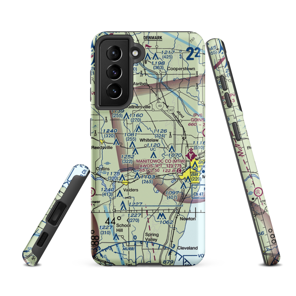Triple S Ranch Airport (82WI) VFR Sectional Samsung Phone Case Samsung Galaxy S21 FE model shown