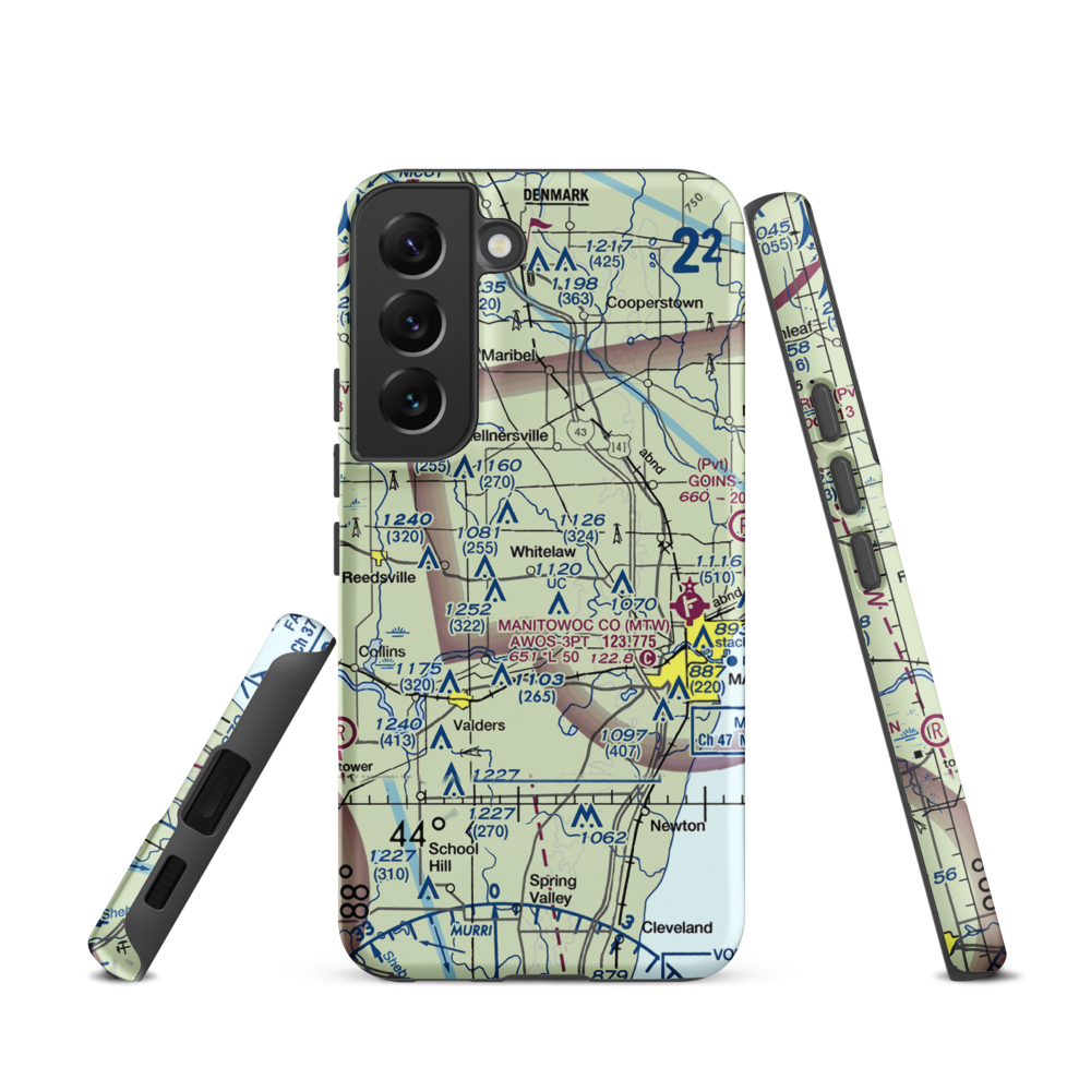 Triple S Ranch Airport (82WI) VFR Sectional Samsung Phone Case Samsung Galaxy S22 model shown